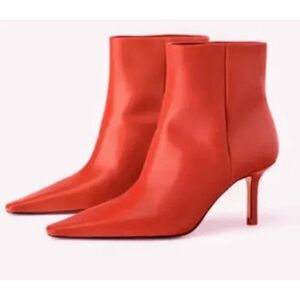 LEATHER Red Ankle Boots